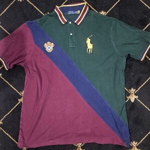 Polo Ralph Lauren Green navy Blue Pony Rugby Gold Crown Polo Shirt 3XLT